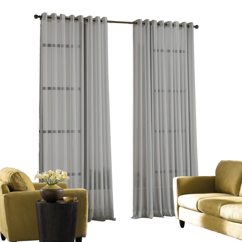 Curtainworks Soho Voile Sheer Grommet Curtain Panel, 59 by 120", Silver - Image 2